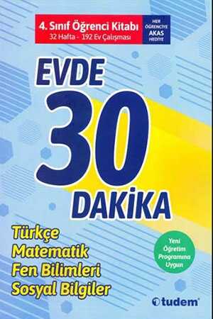 Tudem 4. Sınıf Evde 30 Dakika Türkçe Matematik Fen Bilimleri Hayat Bilgisi Soru Ev Çalışması Tudem Yayınları