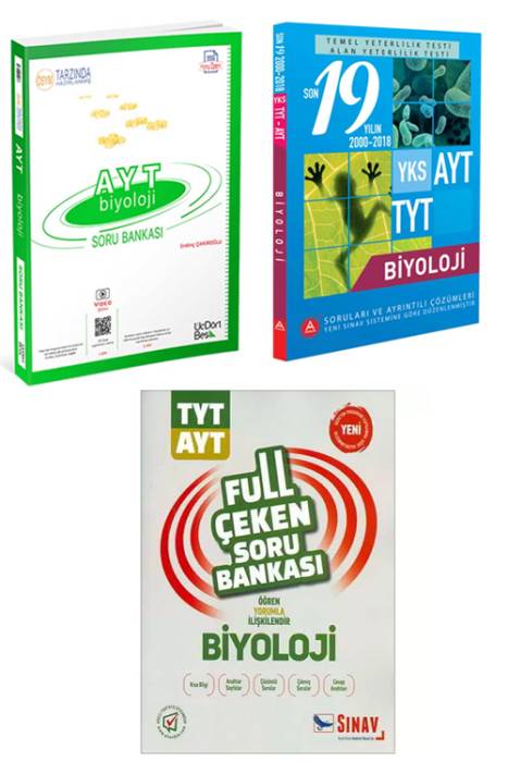 ÜçDörtBeş Sınav ve A Yayınları TYT AYT Biyoloji Soru Bankası Seti