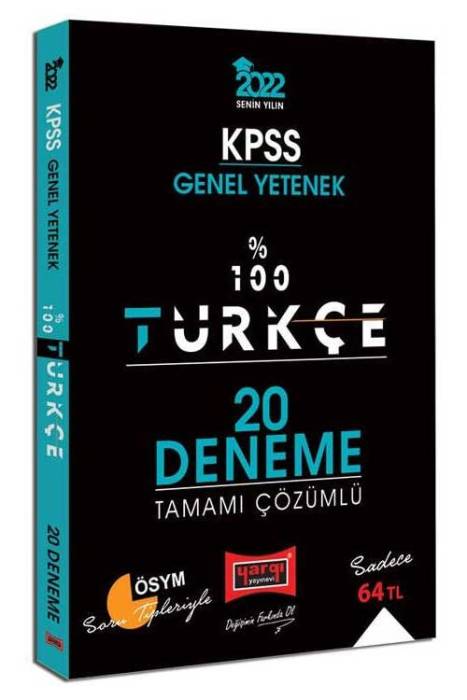 Yargı 2022 KPSS Türkçe 100'de 100 Tamamı Çözümlü 20 Deneme Yargı Yayınları