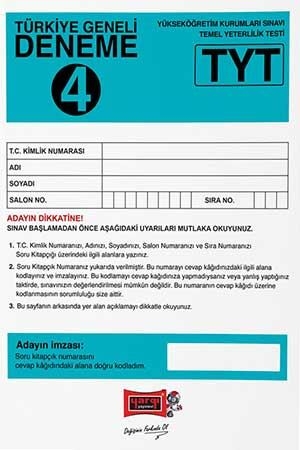 Yargı TYT Türkiye Geneli Deneme 4 Yargı Yayınları