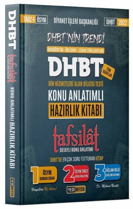 Yedibeyza 2022 DHBT TAFSİLAT Konu Anlatımlı Hazırlık Kitabı Yedibeyza Yayınları