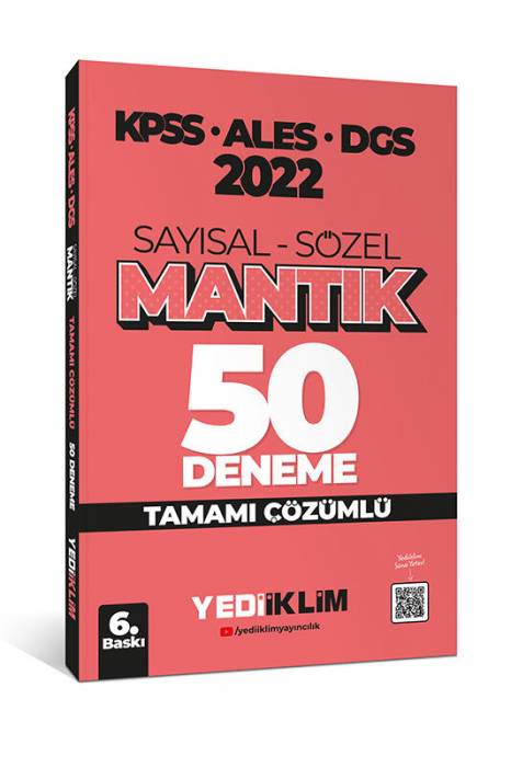 Yediiklim 2022 KPSS ALES DGS Sayısal Sözel Mantık Tamamı Çözümlü 50 Deneme Yediiklim Yayınları