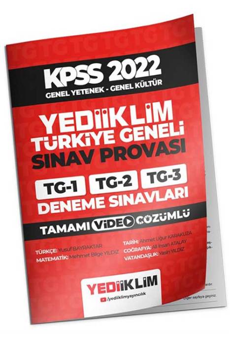 Yediiklim 2022 KPSS Genel Yetenek Genel Kültür Türkiye Geneli Tamamı Video Çözümlü 3 Deneme ( TG1- TG2- TG3)