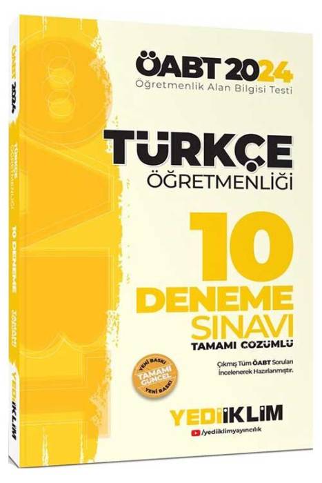 2024 ÖABT Türkçe Öğretmenliği Tamamı Çözümlü 10 Deneme Sınavı Yediiklim Yayınları