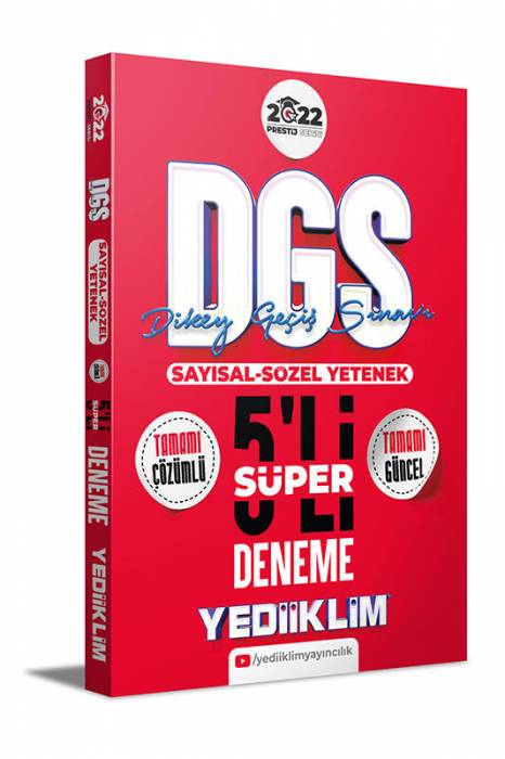 Yediiklim 2022 Prestij Serisi DGS Tamamı Çözümlü Süper 5 Deneme Yediiklim Yayınları