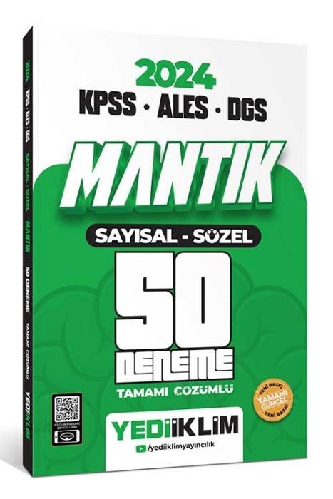 2024 KPSS - ALES - DGS Mantık Sayısal Sözel Tamamı Çözümlü 50 Deneme Yediiklim Yayınları 