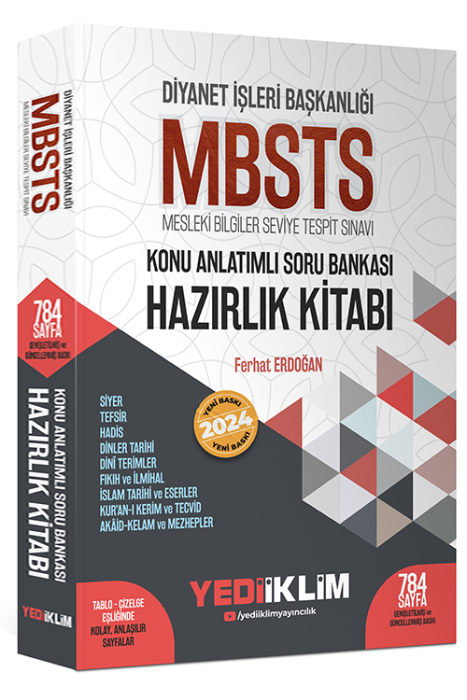 2024 Diyanet İşleri Başkanlığı MBSTS Konu Anlatımlı Soru Bankası Hazırlık Kitabı Yediiklim Yayınları