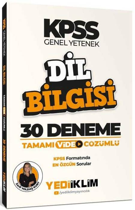 Yediiklim KPSS Dil Bilgisi 30 Deneme Video Çözümlü Yediiklim Yayınları