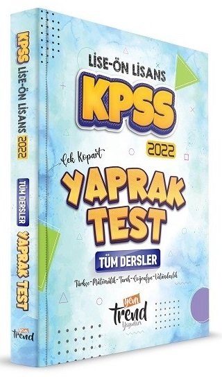 Yeni Trend 2022 KPSS Lise Ön Lisans GYGK Yaprak Test Çek Kopart Yeni Trend Yayınları