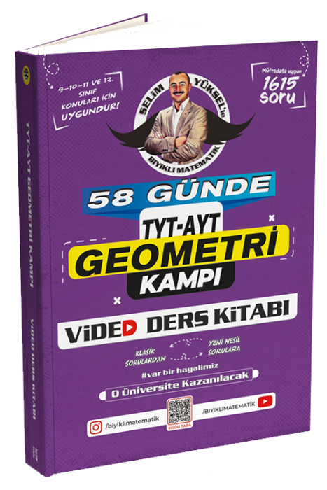 58 Günde TYT AYT Geometri Kampı Video Ders Kitabı Bıyıklı Matematik Yayınları